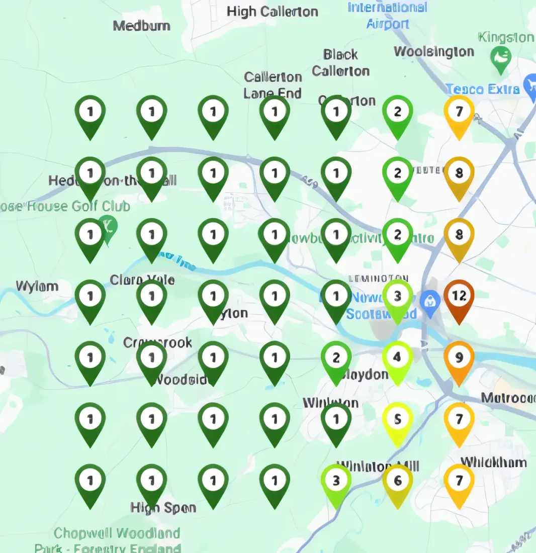Local Waste Management Service. Bottom of the map to a 2.4 average ranking
