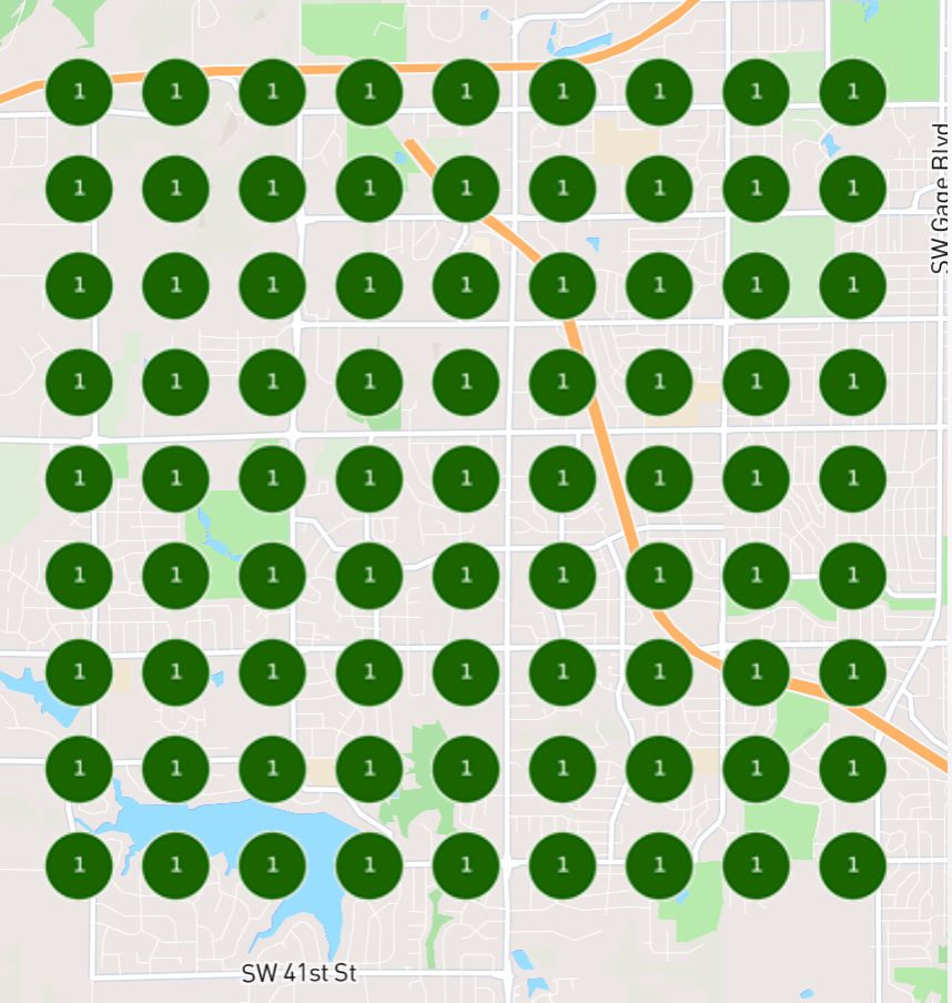 Local geo-grid ranking report showing top-3 Map Pack placement across a service area