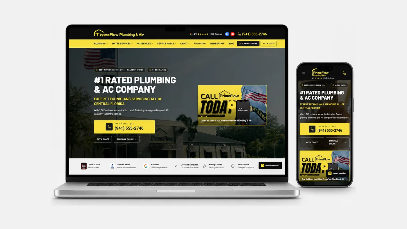 A high-performance contractor website built by ServiceLine Pro